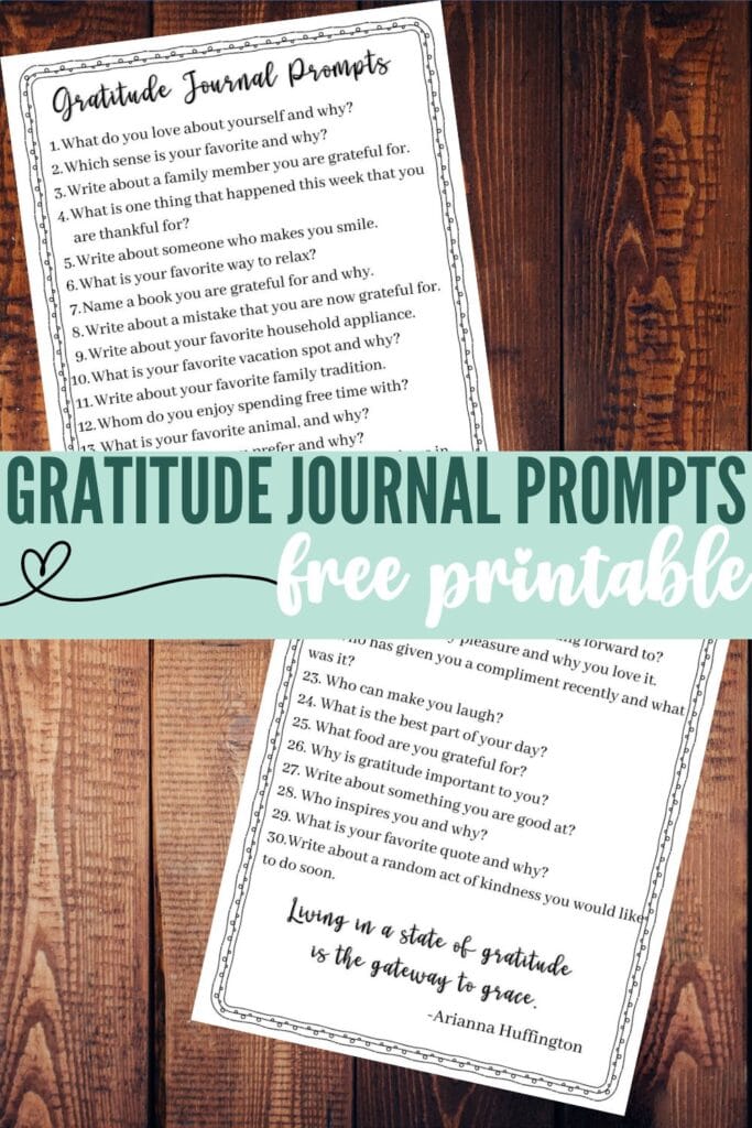 Free Gratitude Journal Prompts Printable Pin