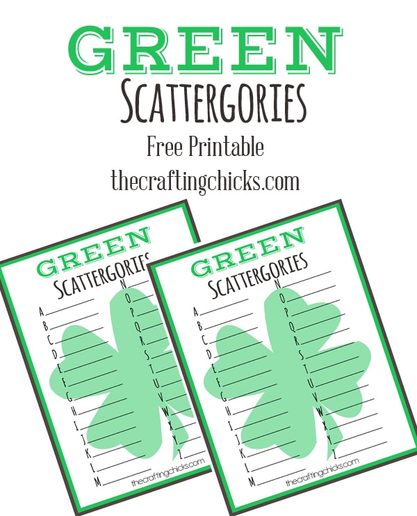 Green Scattergories Free Printable