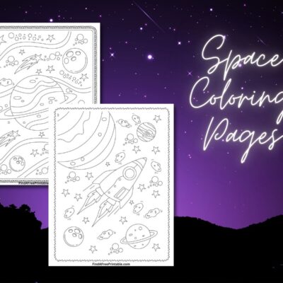 2 Pages of Printable Coloring Space Sheets