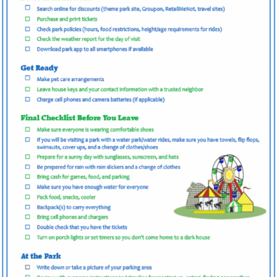 Amusement Park Checklist