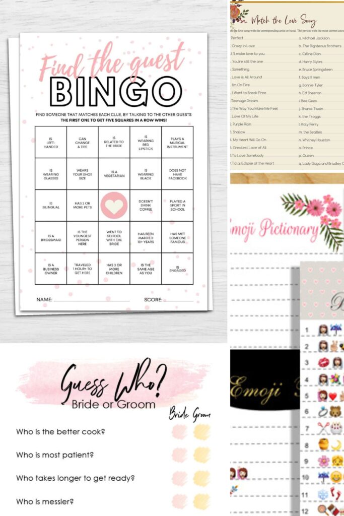 Printable Games for a Bridal Shower