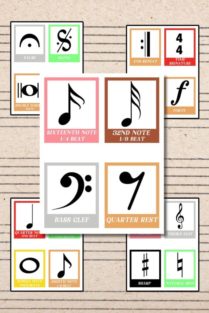 Printable Music Note Cards