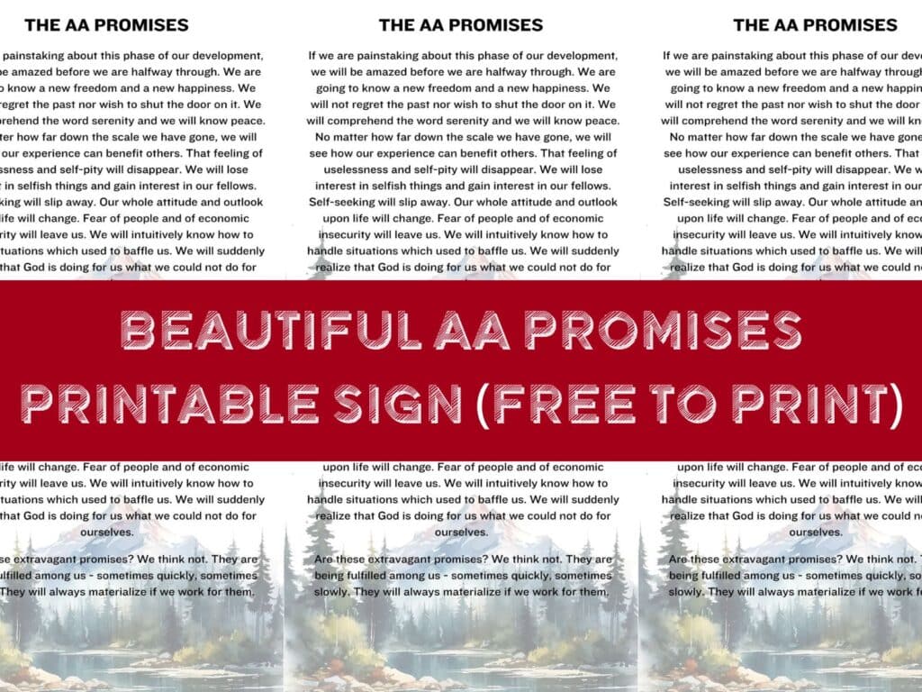 Beautiful AA Promises Printable Sign