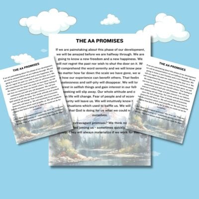 Printable Sign of 12 AA Promises