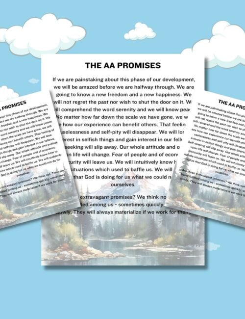 Printable Sign of 12 AA Promises