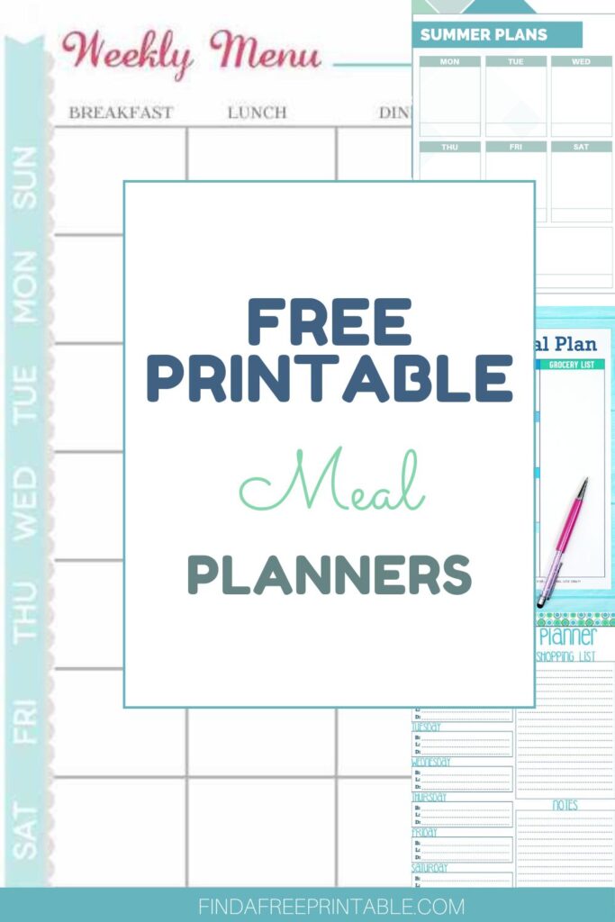 Free Meal Planner Printables Pin