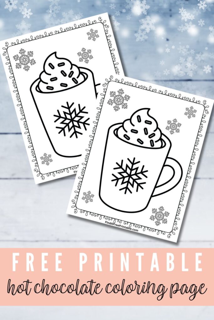 Free Printable Hot Chocolate Coloring Page for Kids Pin