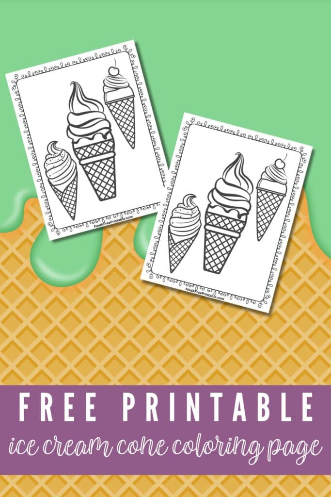 Free Printable Ice Cream Cone Coloring Page Pin