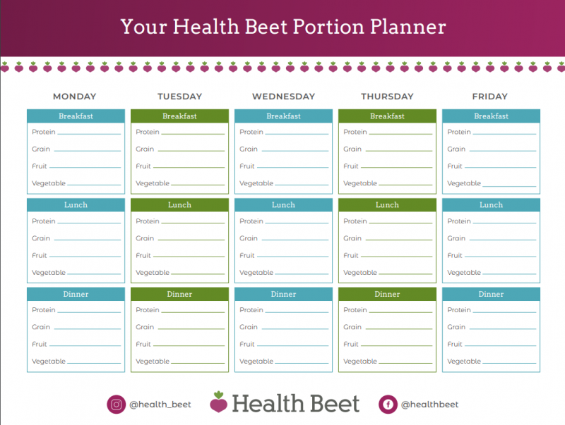 Healthy Printable Meal Portion Planner