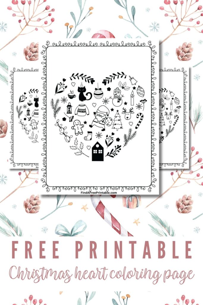 Free Printable Christmas Heart Coloring Page Pin