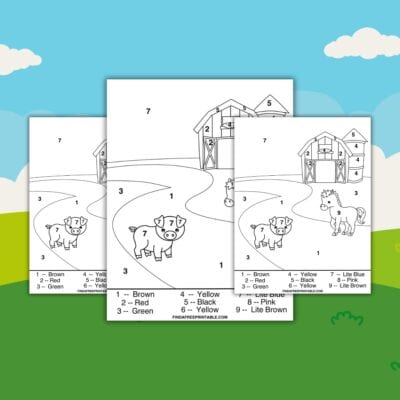 Pig and horse farm coloring worksheet