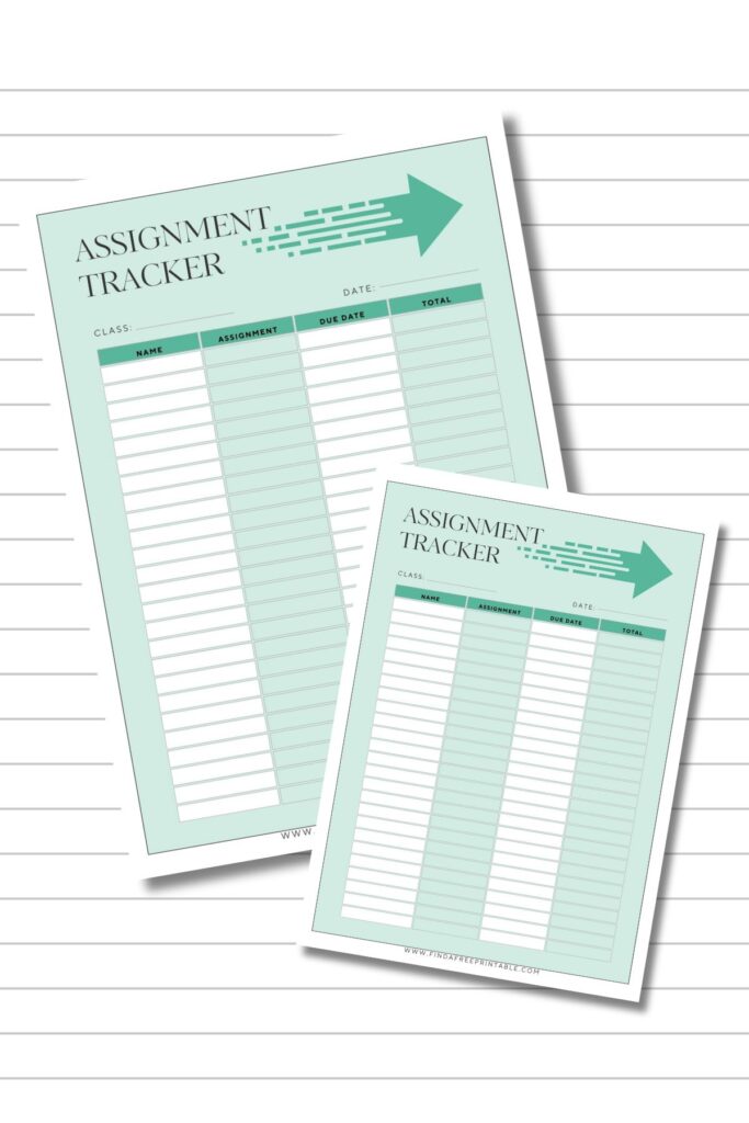 Free Printable Assignment Tracker for School