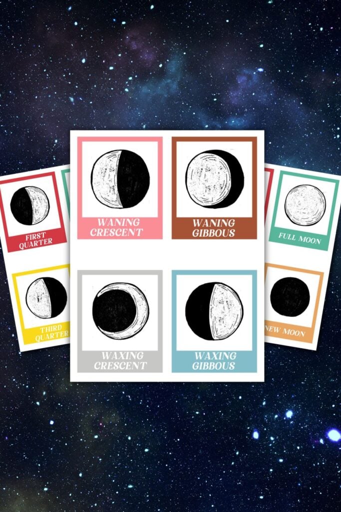 All the phases of the moon cards printable