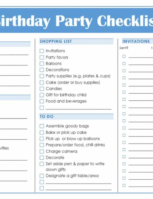 Birthday Party Checklist - Find a Free Printable
