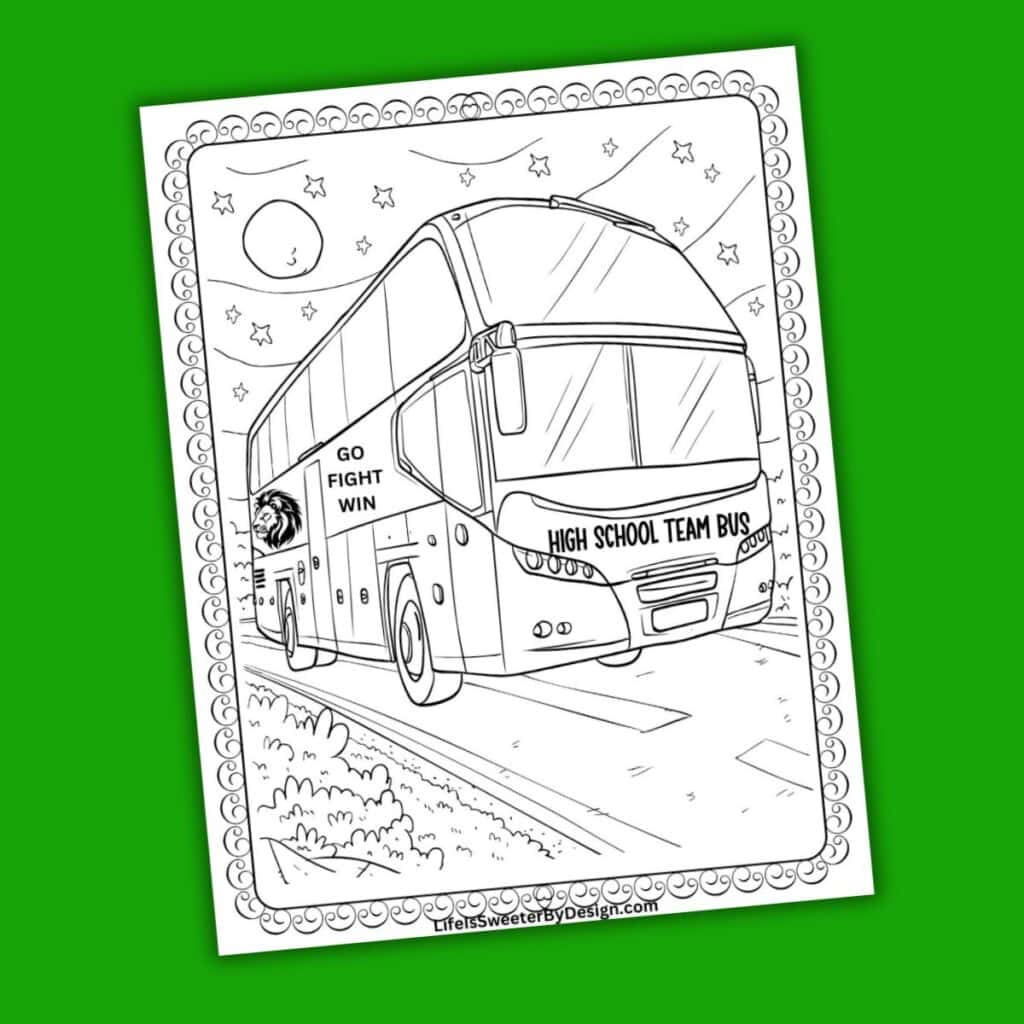 kid coloring sheet of a big bus