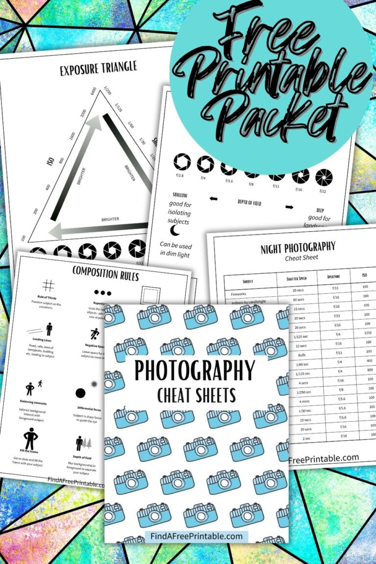 FREE PRINTABLE PHOTOGRAPHY CHEAT SHEET PACKET - Find a Free Printable