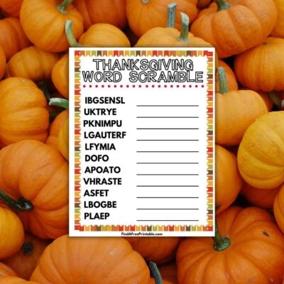 FREE THANKSGIVING WORD SCRAMBLE PRINTABLE - Find a Free Printable