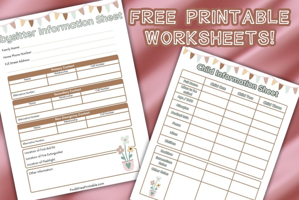 Free Printable Babysitter Information Sheet