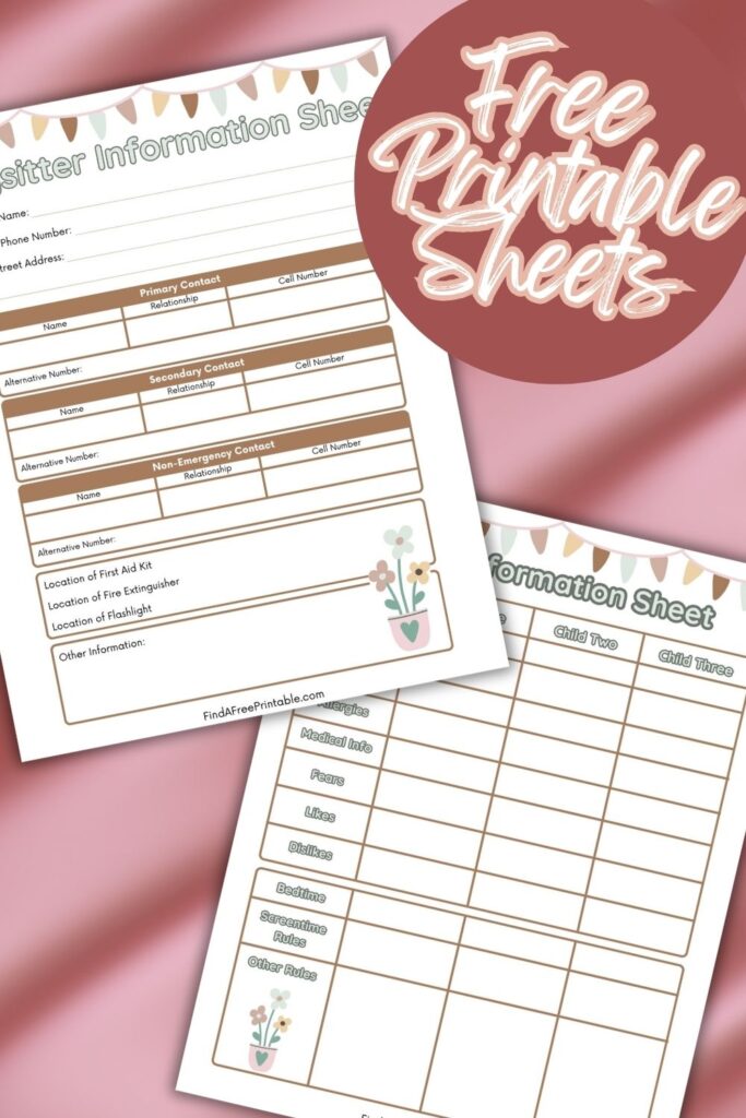 Free Printable Babysitter Information Sheet