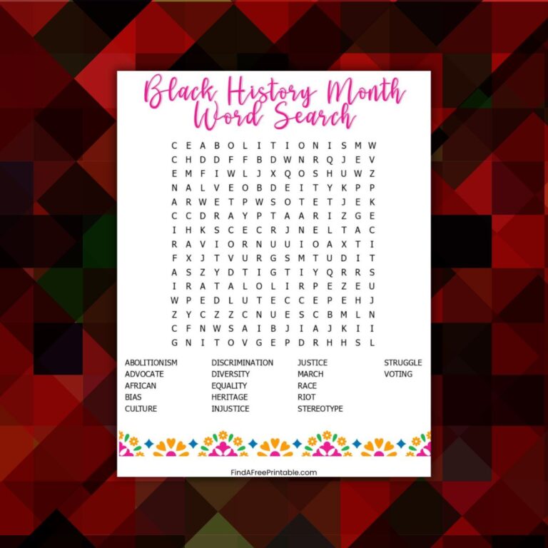 FREE PRINTABLE BLACK HISTORY MONTH WORD SEARCH - Find a Free Printable