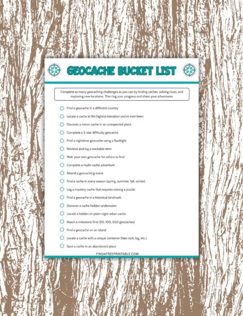 Bucket List for Geocaching