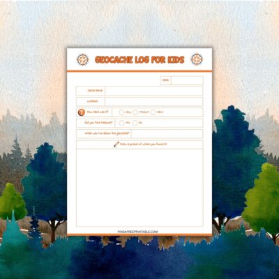 Geocache Sheet Log for Children