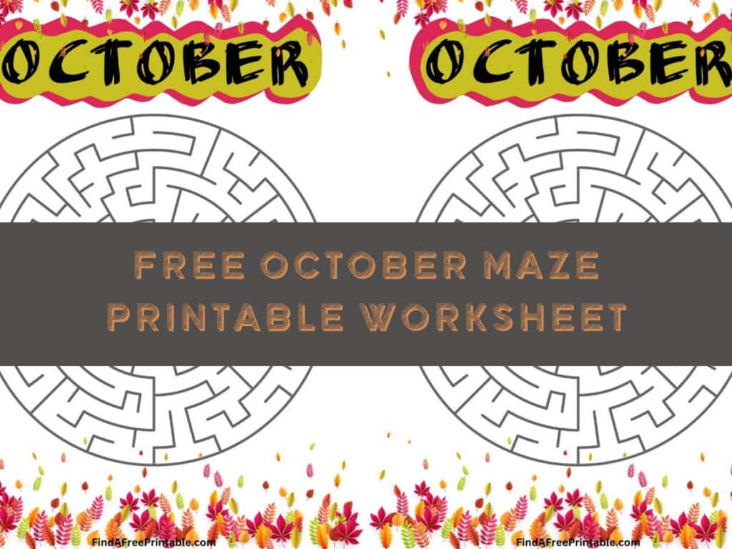 October Activity Sheet for Kids