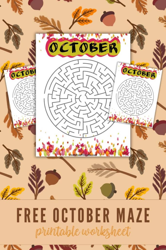 Free October Maze Printable Worksheet Pin