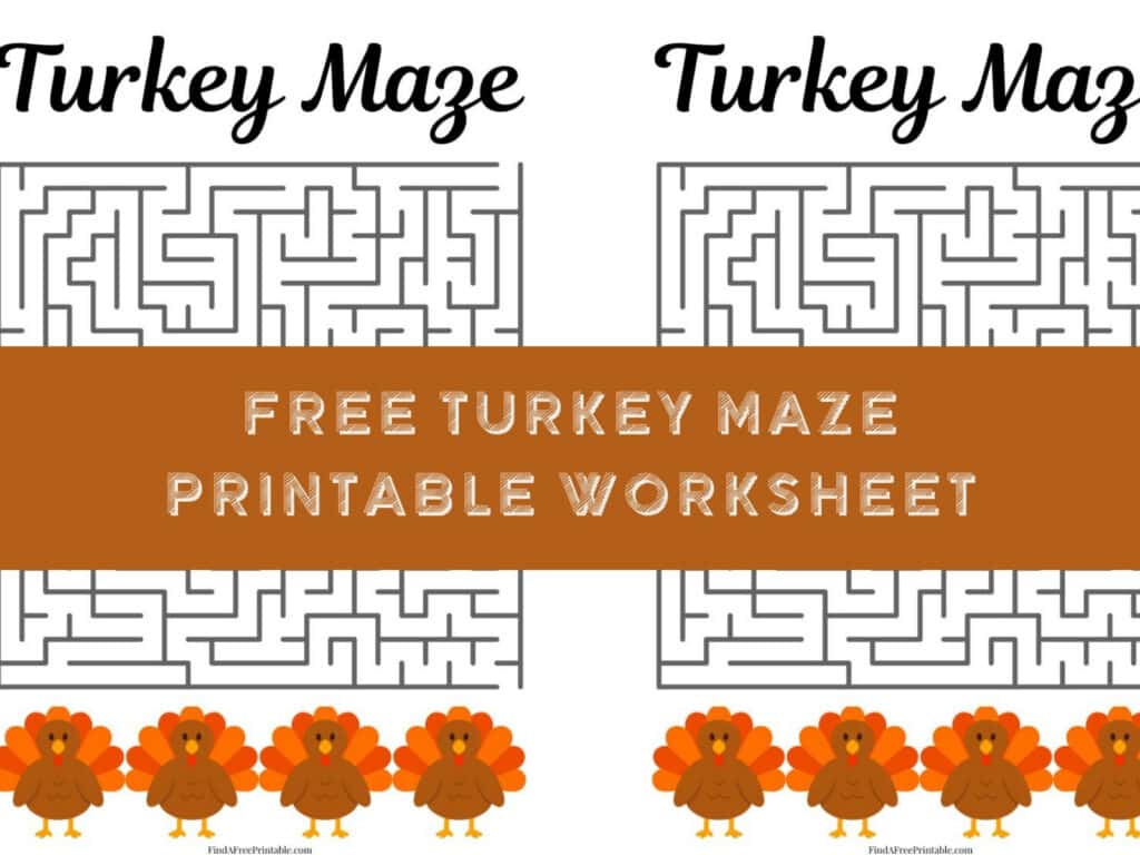 Maze worksheet for Thanksgiving